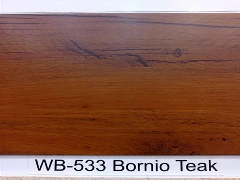 Bornio teak sterial-grade panel, warm reddish-brown timber grain
